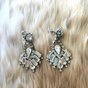 Vintage Rhinestone Screw Back Clip-on Dangle Earrings